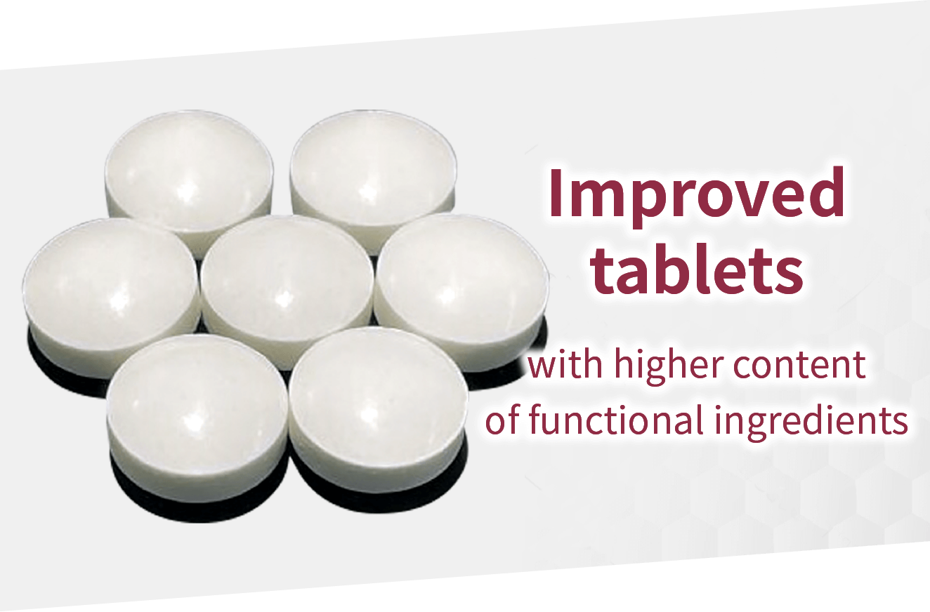 Improved tablets Tablets with higher content of functional ingredients